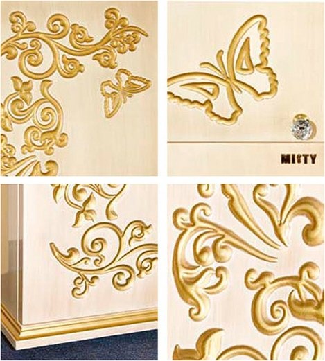 Зеркало Misty Бабочка 75 R бежевый, патина Л-Баб04075-033СвП - 4