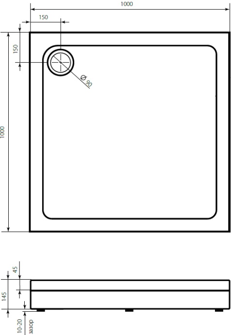 Поддон для душа STWORKI Дублин 100x100, с сифоном 555215 - 6