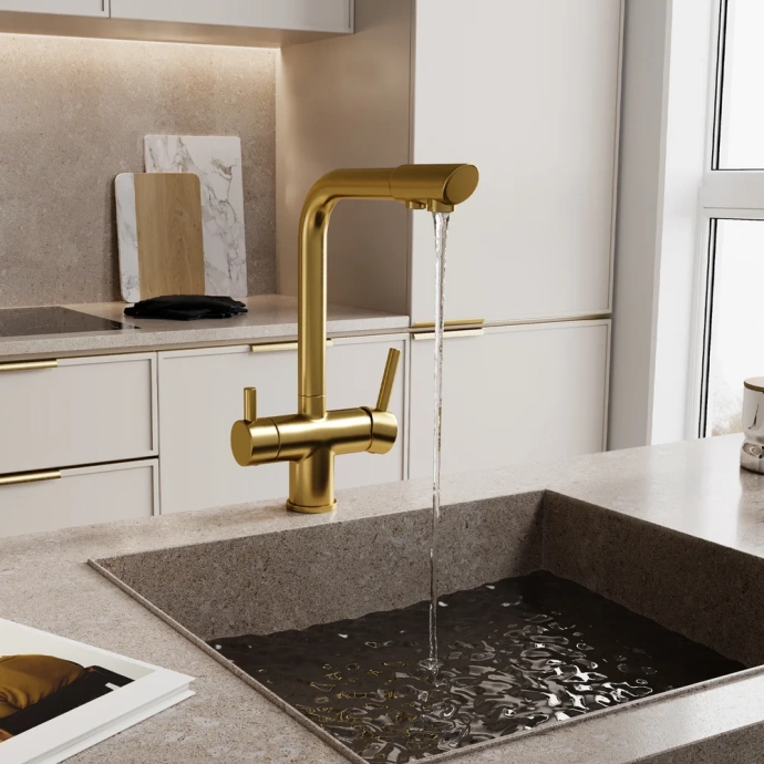 Смеситель для кухни Wasserkraft золото матовый A8387 - 10