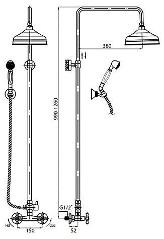 Душевая стойка Cezares Retro CD 01 RETRO-C-CD-01 - 1