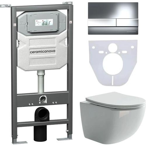 Комплект подвесного унитаза с инсталляцией Ceramica Nova Forma с кнопкой Flat хром CN3009_1002CH_1000 - 0
