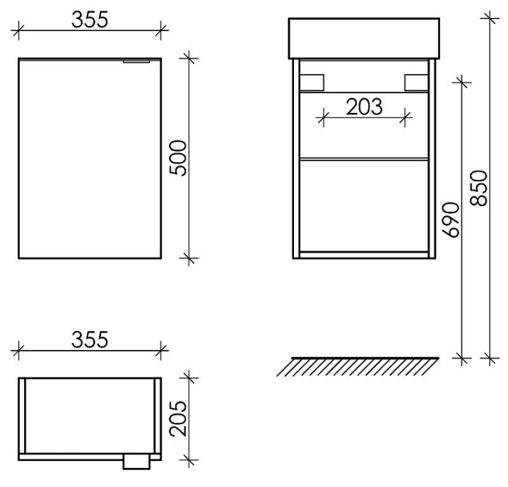 Тумба под раковину подвесная правая Sancos Mini 37 светлое дерево MN35ECHR - 3