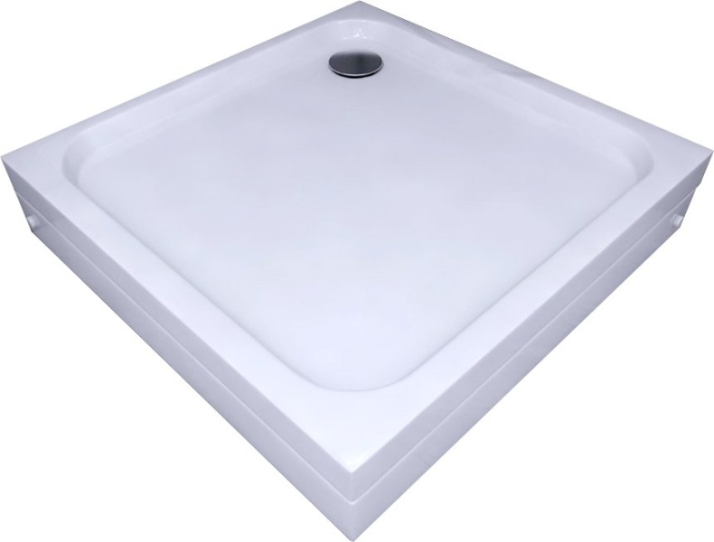 Душевой поддон (с ножками) из литого мрамора 90*90 квадратный, гладкое дно DP-0000004 - 0