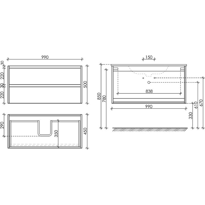 Тумба под раковину подвесная Sancos Libra 100 белая глянцевая LB100W - 4