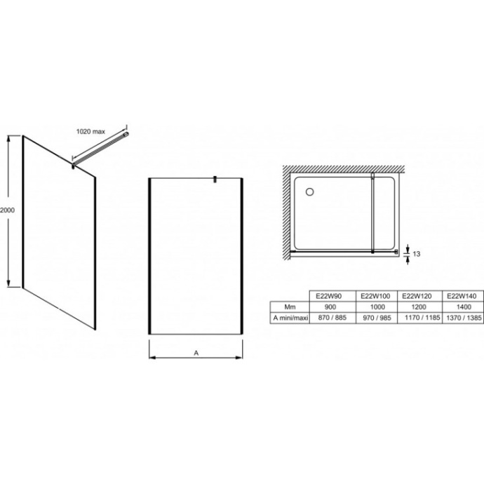 E22BW90-BL горизонтальная штанга /угол 90°/ (черная) - 1