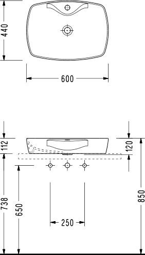 Раковина накладная Serel 60 белый 1634 - 1