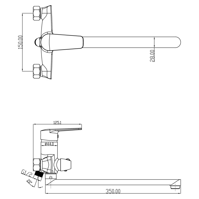 Swedbe Mars Смеситель для ванны с длинным изливом Z-формы 1750 - 3