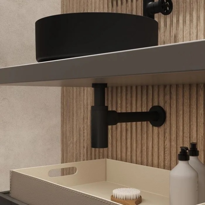 Бутылочный сифон для умывальника, черный матовый, Optima Home, IDDIS, OPTBL00i84 - 2