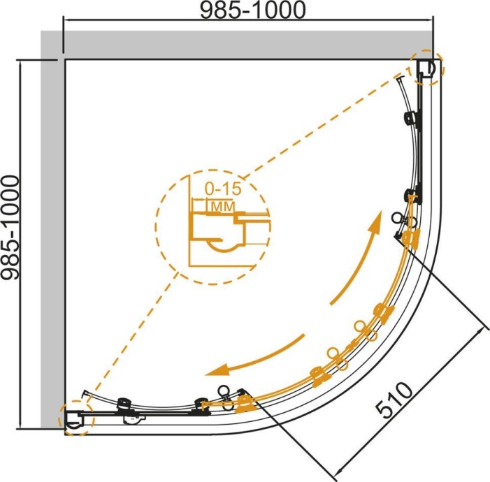 Душевой уголок Cezares Giubileo R2 100 scorrevole CP G GIUBILEO-R-2-100-SCORREVOLE-CP-G - 2