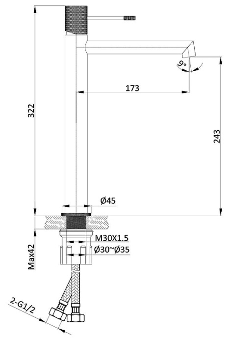Смеситель для раковины Vincea Desire вороненая сталь VBF-1D2GM - 1