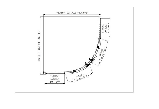AQ ARI RO 08020BL Душевой уголок 1/4 круга, двери раздвижные 800x800x2000, профиль черный, стекло прозрачное - 4