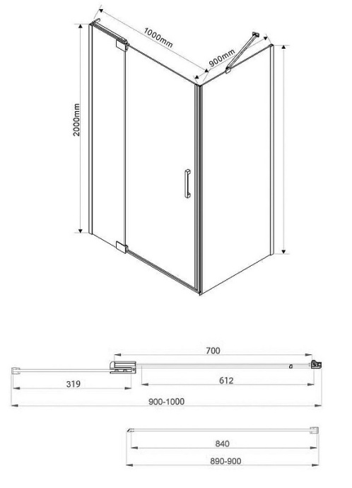 Душевой уголок Vincea Extra 100х90 черный стекло прозрачное VSR-1E901090CLB - 1