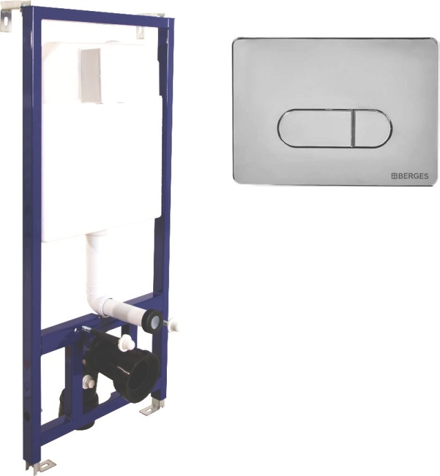 Система инсталляции для унитазов Berges Wasserhaus Novum с кнопкой смыва, хром глянец 040233 - 0