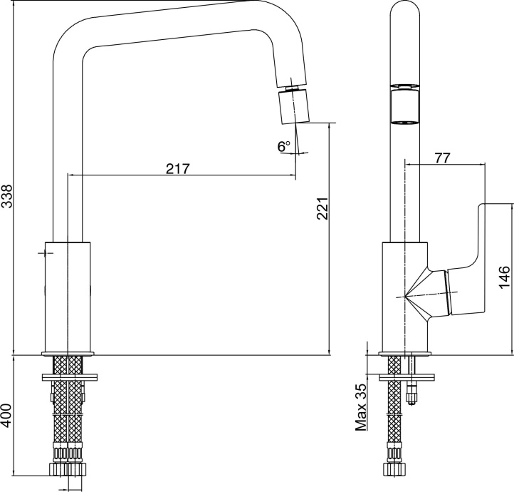 Смеситель E.C.A. Luna 102118044EX для кухонной мойки - 1