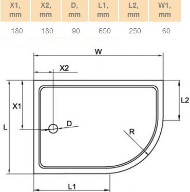 Поддон для душа Cezares Tray R550 120х80 см акриловый L TRAY-A-RH-120/80-550-15-W-L - 2
