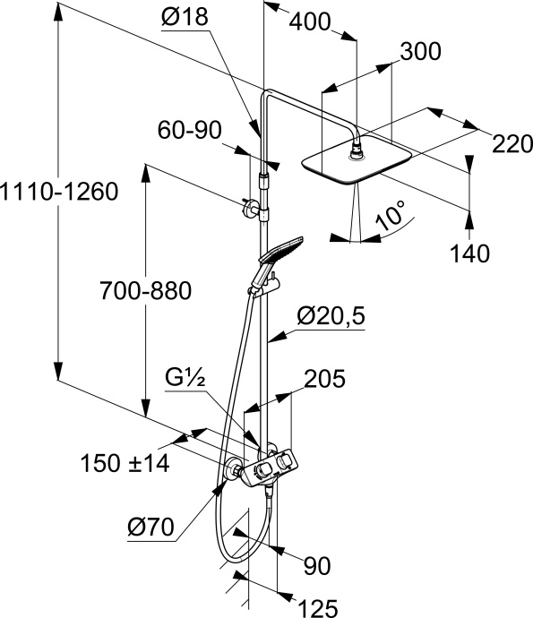 Душевая стойка Kludi Cockpit Explorer 8005005-00 c термостатом - 6