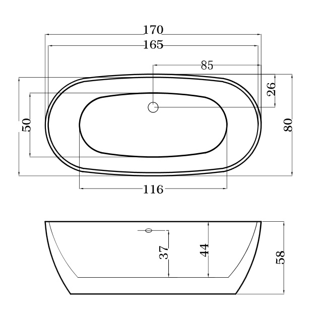 Акриловая ванна Esbano Rome 170x80 ESVAROME - 1