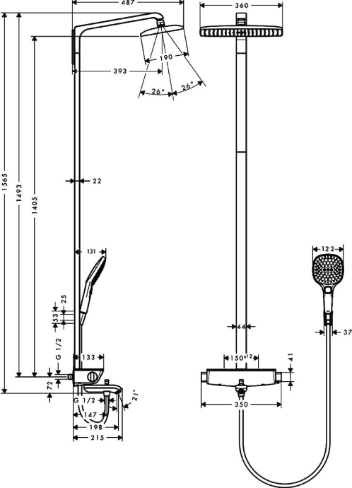 Душевая стойка Hansgrohe Raindance Select E 360 27113400 Showerpipe - 7