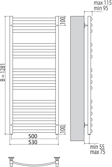 Полотенцесушитель электрический Terminus Енисей П16 500*1281 4660059580289 - 2