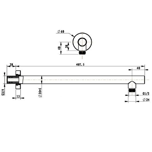 Кронштейн для верхнего душа Villeroy&Boch Universal черный, матовый  TVC000453510K5 - 1
