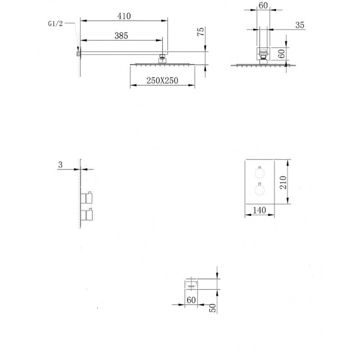 Душевая система Abber Daheim с термостатом белая AF8051W - 1