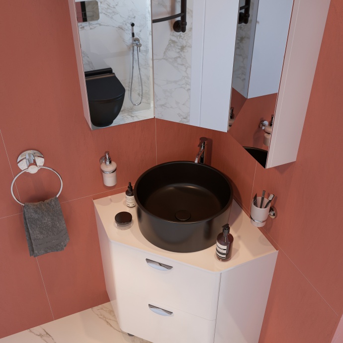 Тумба с раковиной STWORKI Лунд 60 белая, BOCCHI Vessel 1174-004-0125 черная матовая 548145 - 4