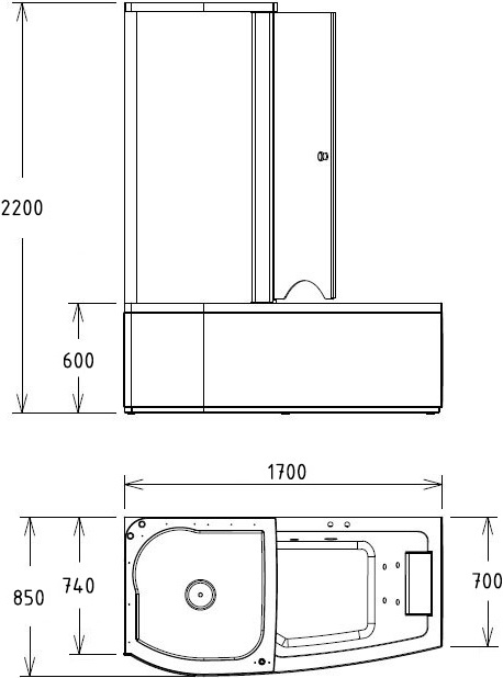 Акриловая ванна Gemy 170x85 см G8040 B L - 11