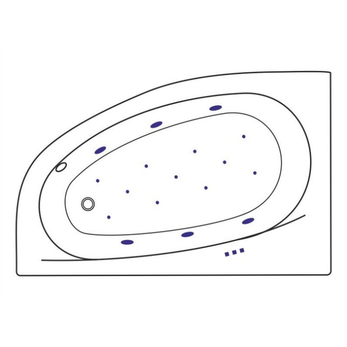 Акриловая ванна Excellent Kameleon 170x110 белая золото левая с гидромассажем WAEX.KML17.RELAX.GL - 1