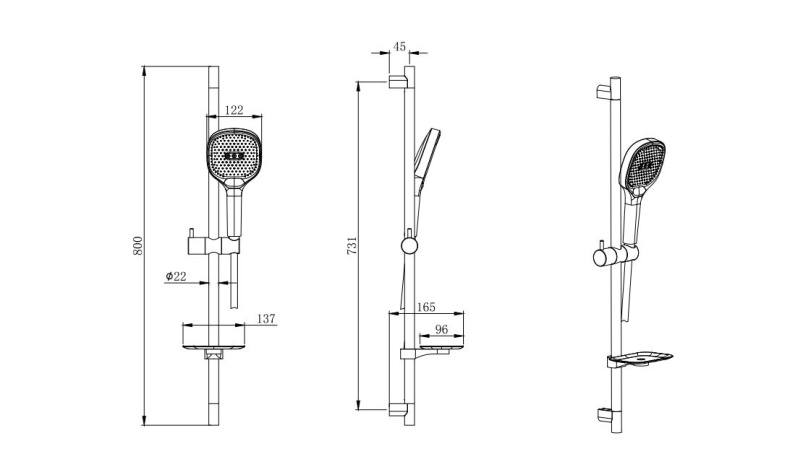 Душевой гарнитур AQUATEK AQ2021CR, 3jet, 73см - 1