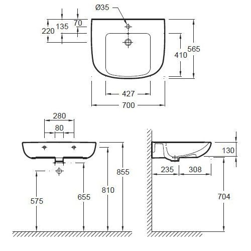 Раковина Jacob Delafon Odeon Up E4495 70 см E4495-00 - 2