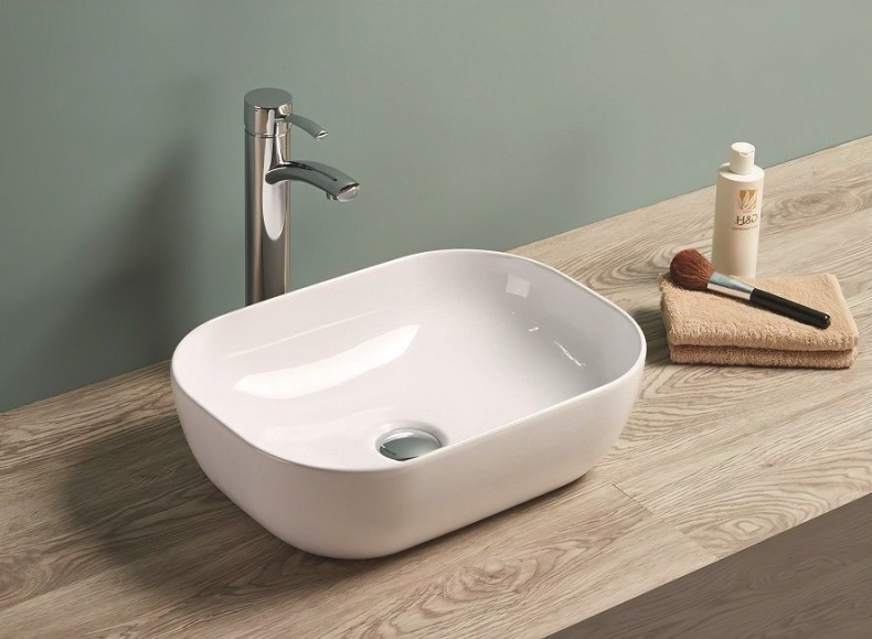 Раковина керамическая накладная AM-78105, цвет белый, 455х325х135 - 0