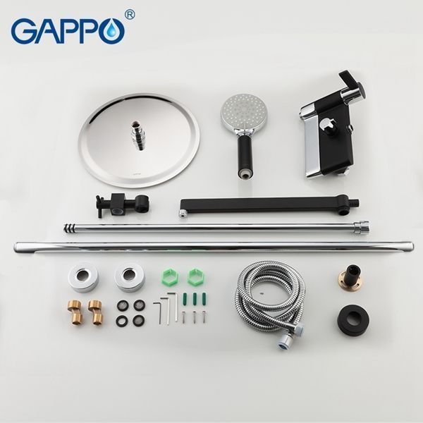 Душевая система Gappo, излив является переключателем на лейку черный/хром G2481 - 7