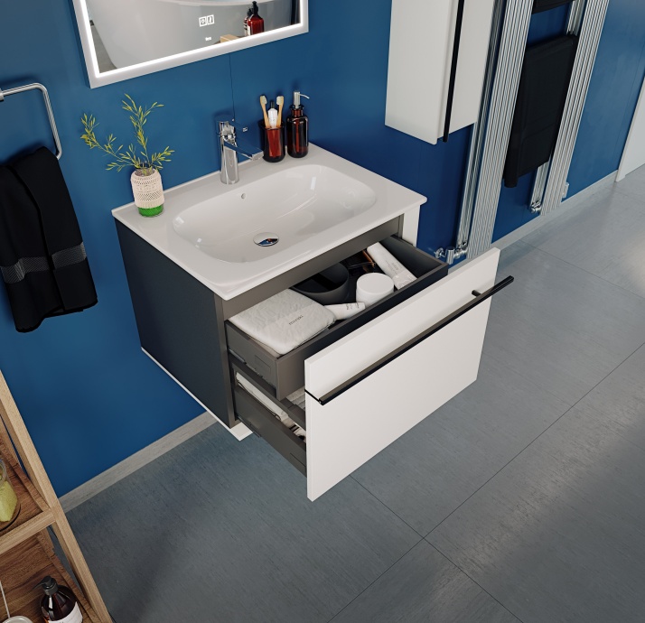 Тумба для комплекта Roca Aneto 60 белая, черная 857429806 - 3