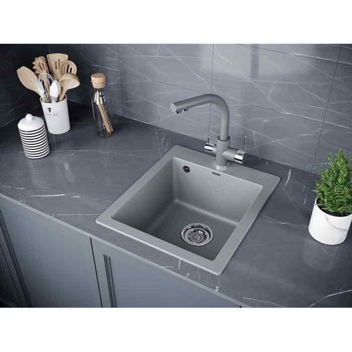 Мойка кухонная Paulmark Leer 41.5 серый матовый PM104249-GRM - 2