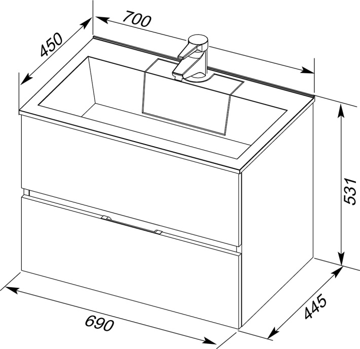 Тумба с раковиной Aquanet Алвита 70 серый антрацит - 5