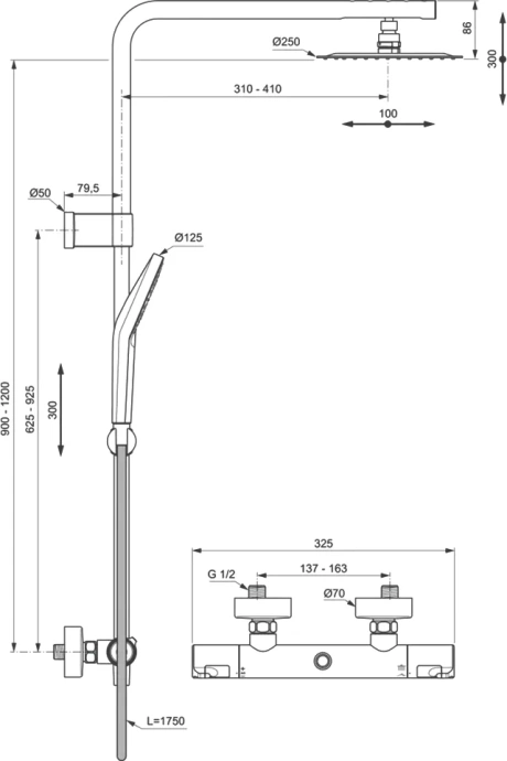 Душевая стойка Ideal Standard Creatherm с термостатом хром A7704AA - 5