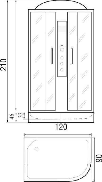 Душевая кабина с поддоном River Desna 120/90/44 MT L  10000001761 - 3