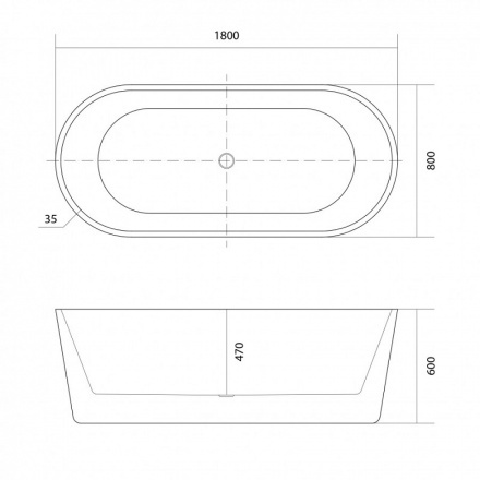 Акриловая ванна Aquatek Ово 180х80 белый с ножками и сливом-переливом  AQ-99880 - 3