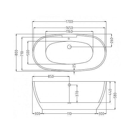 Акриловая ванна Esbano Rome 170х80 белый  ESVAROMESM - 2