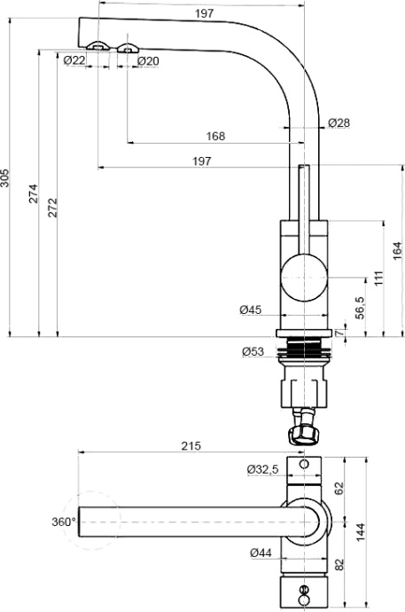 Смеситель для кухни Paulmark Essen темно - серый матовый Es213011-401TB - 2
