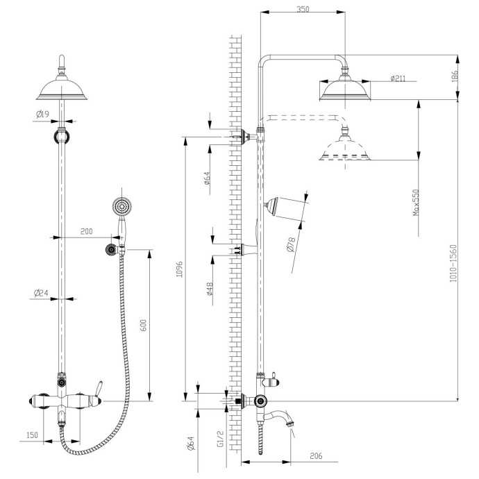 Душевая стойка Lemark Spark  LM6762RG - 1