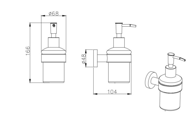 Дозатор AQUATEK AQ4005MB, матовый черный - 1