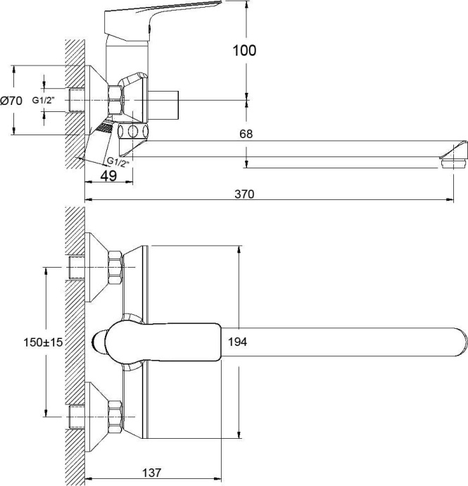 Смеситель для ванны Rossinka  хром  RS27-33 - 1