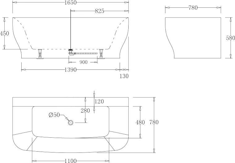 Акриловая ванна BELBAGNO 165х78 черный  BB74-NERO-W0 - 2