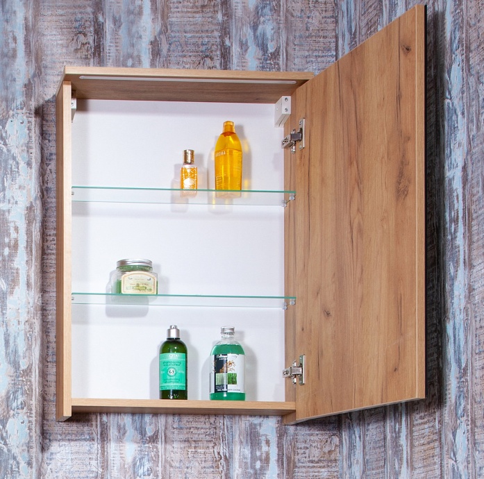 Зеркало-шкаф Бриклаер Фостер 50 R, дуб золотой, с подсветкой 4627125414701 - 2