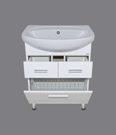 Тумба с раковиной Misty Стелла 65 белая глянцевая ИП000000598 - 1