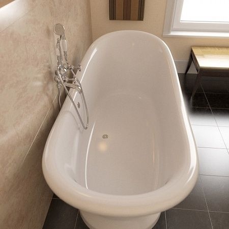 Ванна из искусственного камня Фэма Габриэлла белая на подиуме ГАБРИЭЛЛА-POD - 2