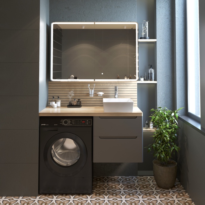 Тумба с раковиной STWORKI Берген 60 серая со светлой столешницей 122, раковина Bocchi Vessel 1173-061-0125 569133 - 1