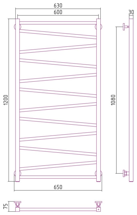 Полотенцесушитель водяной ДР Сирокко 1200х600 (Без покрытия) 00-0253-1260 - 2