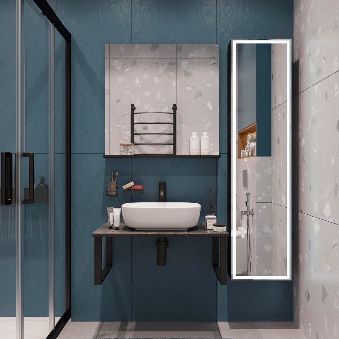 Мебель для ванной DIWO Элиста 80 чёрный мрамор, с раковиной Moduo 50 Square 555127 - 0